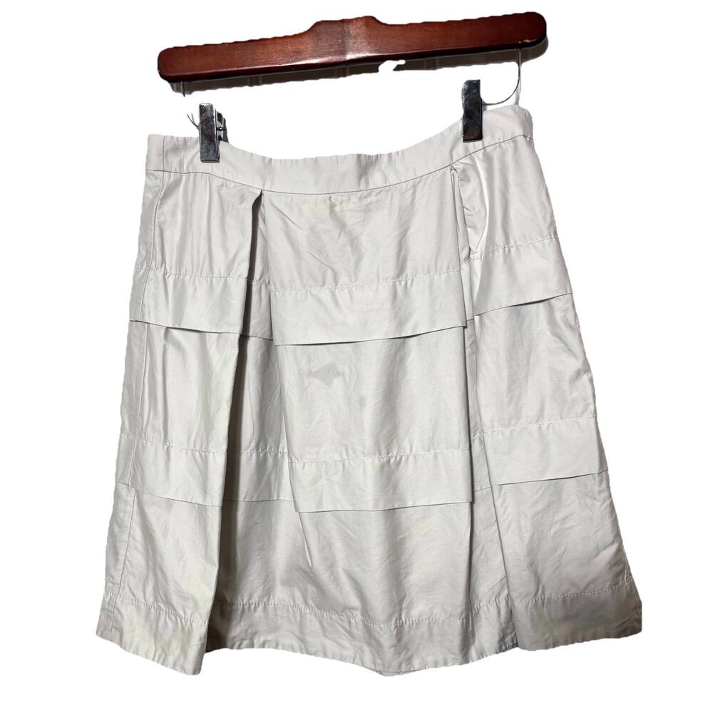 J Crew Skirt Light Gray Sz 0 Pleated Layer Look 100% Cotton Preppy Quiet Girl